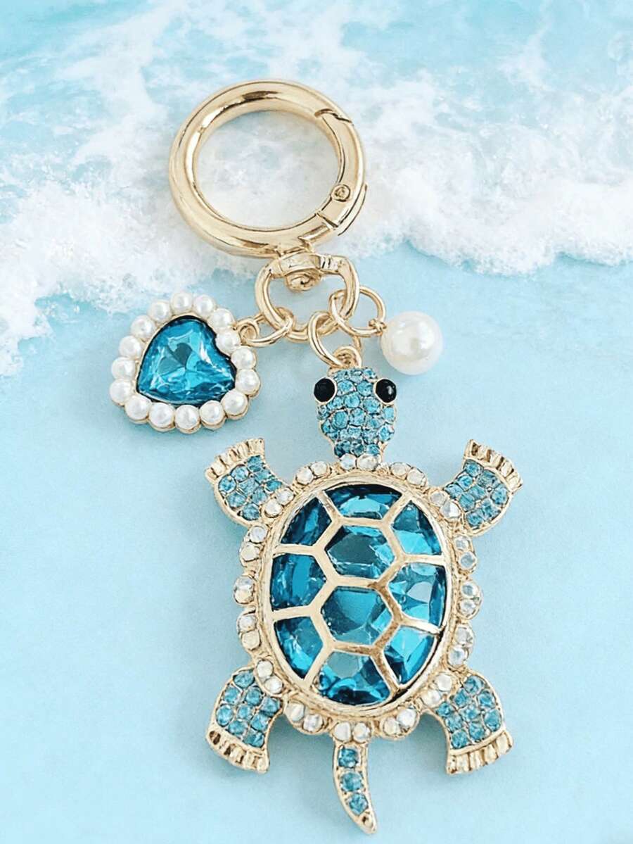 1pc Fashionable Gorgeous Ocean Style Cute Turtle Keychain, Suitable For Women's Car Keys, Bag Pendant Decoration And Gift - Multicolor - View 1