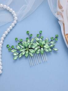 1 pièce Peigne à cheveux élégant en cristal pour femme, accessoire à cheveux avec strass, coiffure de mariée romantique, décoration de princesse pour fête, été, plage - Multicolore - Voir 7