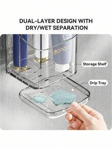 1pc 3-Slot Detachable Electric Toothbrush Holder, Wall-Mounted With Divider, Removable Toothbrush And Toothpaste Storage Rack, Suitable For Bathroom/Kitchen/Office - Multicolor - View 8