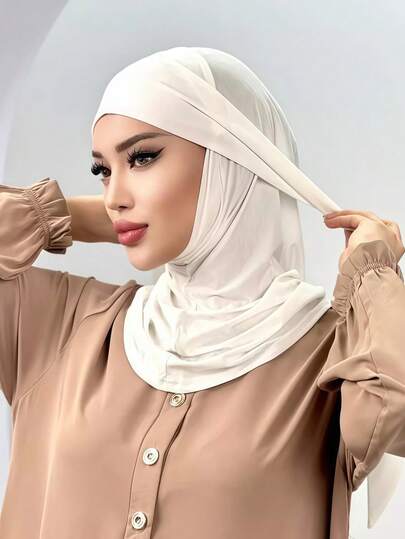 1pc Hijab Cap/Balaclava, Women's Minimalist Fashion Casual Elegant Modest Neck Scarf Headwrap, Modal Soft Breathable Fabric, 2-In-1 Instant Scarf & Headcover, Suitable For Daily Life, Festivals, Gatherings, Prayers