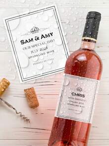 Bộ 1-12 nhãn dán chai rượu vang tùy chỉnh - Nhãn dán Prosecco & Champagne cá nhân hóa, nhãn rượu chống thấm nước và dầu, nhãn dán chai rượu cho lễ cưới, có sẵn màu trắng, xanh dương, đỏ, hoàn hảo cho kỷ niệm, đám cưới, tiệc đính hôn, quà tặng phù dâu, quà tặng Champagne sinh nhật, các buổi họp mặt ngày lễ. - Nhiều màu - Xem 4