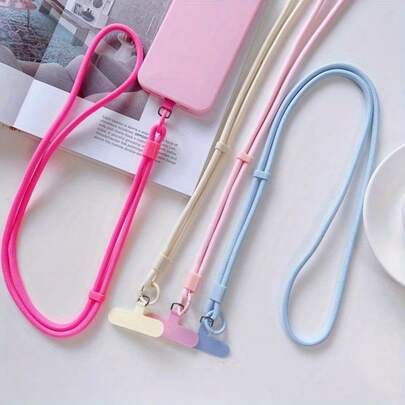 1/4 piezas Cordón ajustable de nailon multicolor para teléfono, correa corta duradera y de moda para funda de teléfono, accesorio anti-pérdida, cordón ajustable de poliéster largo para el cuello con gancho desmontable, adecuado para deportes al aire libre, viajes y uso diario - Cadena de correa para el hombro anti-pérdida