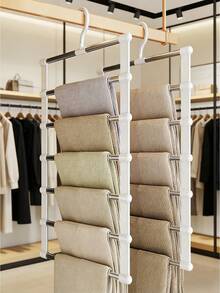 Bộ 2 móc treo quần bằng thép không gỉ, giá treo quần nhiều tầng không nhăn, móc treo quần gấp gọn đa chức năng. - Nhiều màu - Xem 5