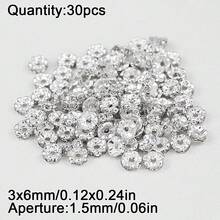 30颗4-10毫米镀铜花形压接珠，隔珠，适用于DIY手链项链首饰制作 - 水鑽花珠 - 查看 9