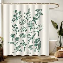 1pc Floral Pattern Art Spring Style Shower Curtain, Modern Painting-Style Design, Unique Home Gift, Gift For Friends, Machine Washable, All-Season Use, Bathroom Decor - Multicolor - View 1