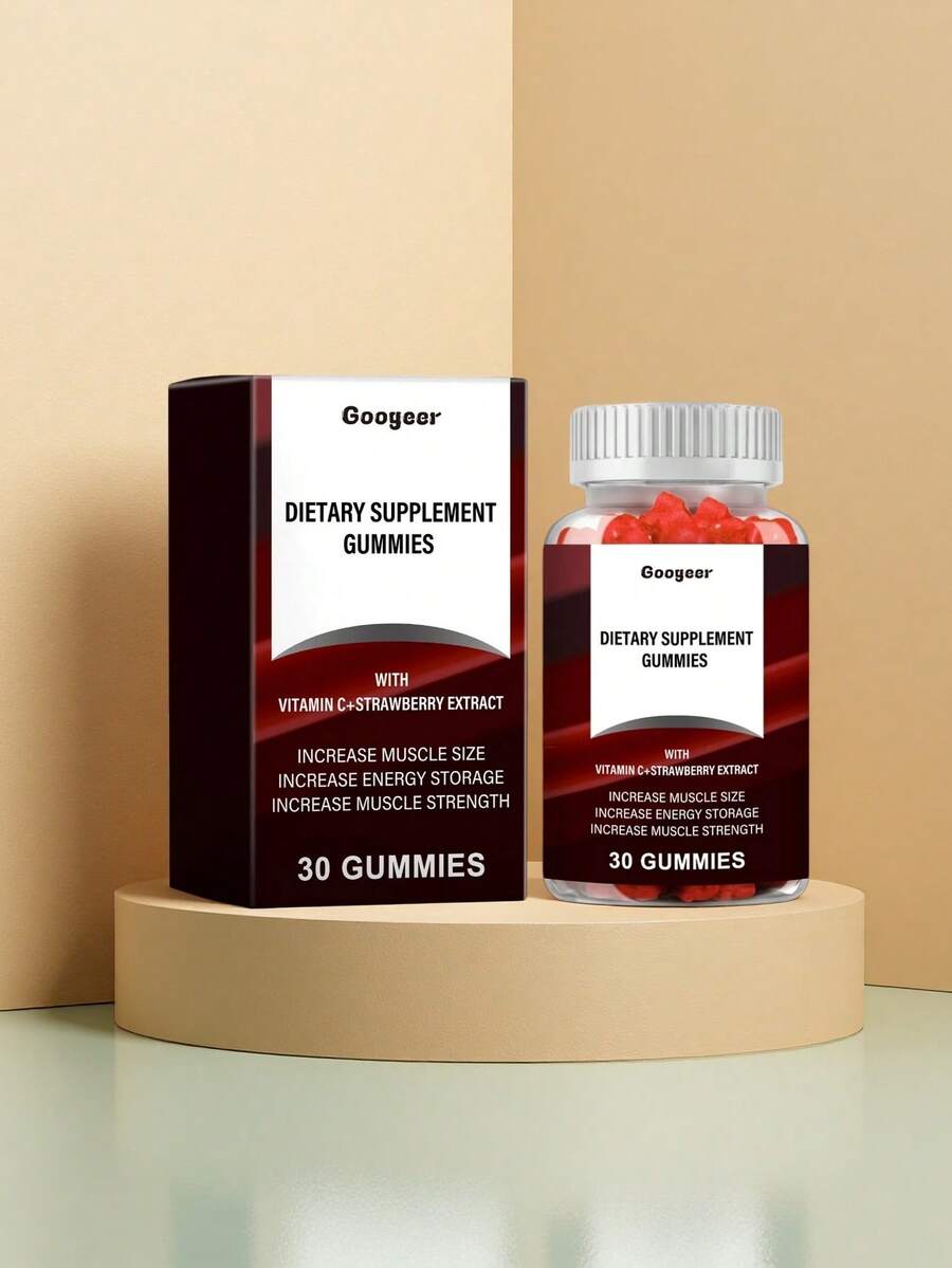 Googeer 30 Count Muscle Enhancement Gummies Dietary Supplement With Vitamin C And Strawberry Extract Boost Muscle Size Energy Storage And Strength Natural Chewable Workout Vitamins For Men And Women - - - View 1