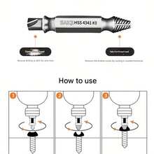 5件套损坏螺丝取出器钻头，高速钢材质，轻松取出卡住的侧钻断裂螺丝和螺栓 - 多色 - 查看 8