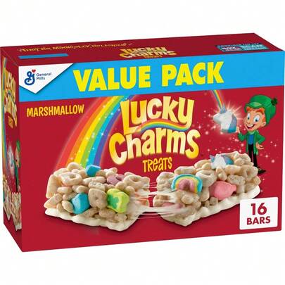  Lucky Charms Breakfast Cereal Treat Bars, Snack Bars, Value Pack, 16 Ct