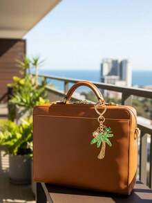 Handmade Grass Coconut Tree Pendant With Shell And Starfish Elements - Bohemian Vacation Style. Raffia Art Pendant, Ocean Alloy Pendant, Hawaiian Style. - Multicolor - View 6