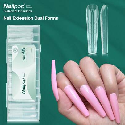 Khuôn tạo móng tay Ballerina trong suốt, 70 cái, 14 kích cỡ, có vạch hướng dẫn nối móng, có thể tái sử dụng, dụng cụ làm móng chuyên nghiệp tại nhà, làm móng nhanh, tạo móng cong cao, ổn định, kiểu Y2K.