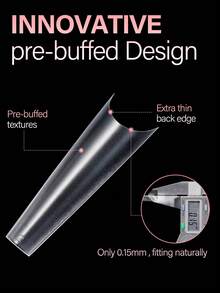 AILLSA 240pcs Elongated Coffin Boxed Acrylic Nail Tips , 12 Sizes Frosted Acrylic False Nail , Suitable For Nail Salons And DIY Nail Art Press On Nails Or Nail Supplies - Clear - View 3