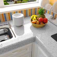 1 Roll Self-Adhesive White Granite Wallpaper, 15.7inX39.3/118.1/196.8in, Waterproof Removable Marble Gloss Vinyl Contact Paper, Suitable For Kitchen, Bathroom, Cabinet, Countertop, Tabletop, Drawer Lining, Decoration - Multicolor - View 5