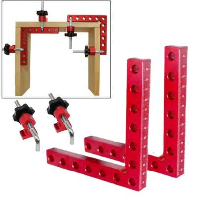 Bộ gá góc vuông bằng hợp kim nhôm, khối định vị trong chế biến gỗ, bộ gá định vị góc 90 độ trong chế biến gỗ, dụng cụ kẹp góc vuông trong chế biến gỗ, thích hợp cho gia công gỗ chính xác, tạo góc trong chế biến gỗ, khung ảnh, hộp, tủ và ngăn kéo.