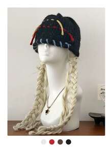 Mũ len beanie thiết kế độc đáo với đường khâu tương phản, mũ len móc thủ công hình quả bí ngô, mũ len giữ ấm tôn dáng khuôn mặt nhỏ nhắn, mũ len vành cuộn, mũ tai bèo đa năng mới dành cho nữ, thích hợp cho mùa xuân/hè, đi biển, nghỉ mát. - Nhiều màu - Xem 2