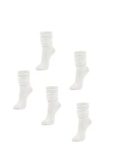 1/3/6 Pairs Women's Loose Knit Socks, Autumn/Winter, Comfortable Compression Socks In Black, White, Gray - Multicolor - View 6
