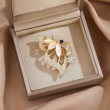 1pc Fashionable Rhinestone Butterfly Brooch, Luxury Vintage Unique Lapel Pin Decoration For Suit - Multicolor - View 5