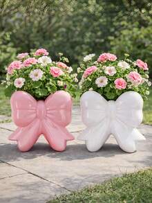 1pc/2pcs Bow Shaped Flower Pot, Outdoor Gardening Decor Planter, Creative Greenery Container, Mother's Day Gift, Suitable For Living Room, Desk, Balcony And Garden Decoration - Bow - View 8