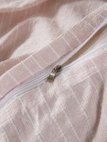 2/3pcs Pink Jacquard Striped Duvet Cover Set, Simple Fashionable Pastoral Style Polyester Bedding Set, Soft Breathable Machine Washable, Suitable For Bedroom, Guest Room, Dormitory, Queen, King (1 Duvet Cover + 1/2 Pillowcase, No Filler) - Pink - View 7