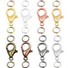 50个12毫米龙虾扣和100个5毫米开口圈，适用于DIY手链和项链制作，珠宝制作套装 - 龍蝦扣+圈 - 查看 1