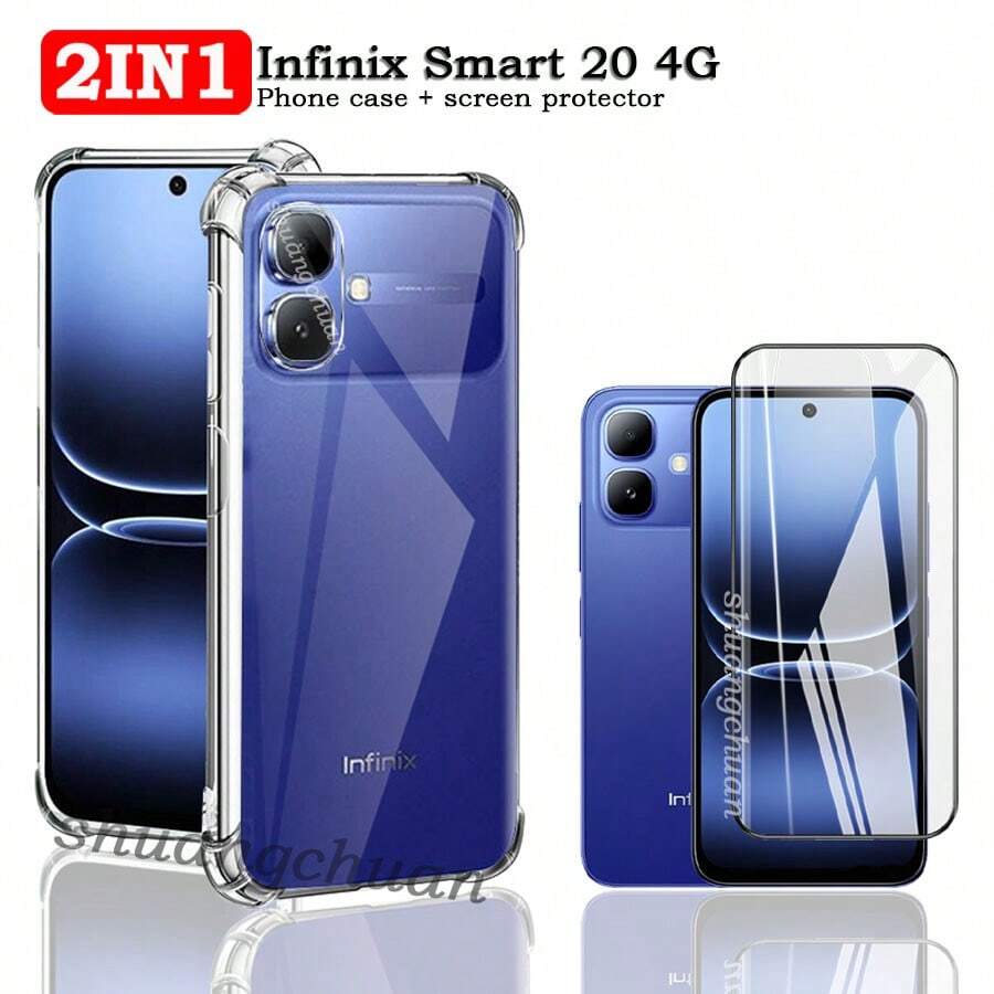 Protector de pantalla 2 en 1 para Smart 20 - Película de vidrio templado de pantalla completa + Funda de teléfono transparente de TPU con esquinas reforzadas, cubierta protectora antideslizante - 2 en 1 - Ver 1