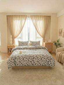Leopard Pattern Cotton Duvet Cover Set – 70% Cotton, Made In Turkey - Light Grey - View 2