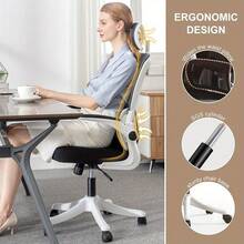 Ergonomic Office Chair Comfort Home Desk Chair Adjustable High Back Mesh Chair Lumbar Support Computer Chair With Flip-Up Arms For Work, Study, Gaming - A - View 5