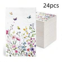 Watercolor Butterfly & Floral Disposable Paper Napkins, Garden Tea Party, Birthday, Baby Shower, Bridal Shower, Anniversary Party Decorative Tissues, Gift Wrapping Paper - Butterfly and Floral Tissue Paper, 11.5 X 20.5 cm - View 9