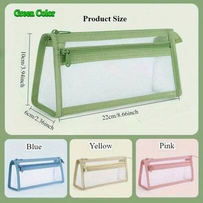 1 حقيبة قلم متينة ذات شبكة، سعة كبيرة مع سحاب متعددة الوظائف، حقيبة تخزين قرطاسية محمولة، مناسبة لمستلزمات المدرسة والمستحضرات