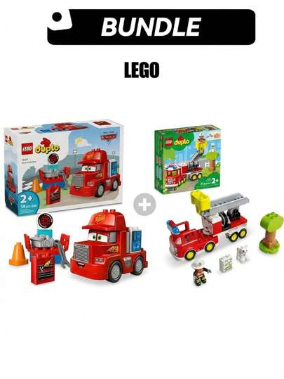 LEGO Disney Mack At The Race 10417 & DUPLO Fire Truck 10969, Combo Bundle, Collectible & Figure Set, Disney Licensed, Perfect Gift, Fast US Local Shipping - Free Returns