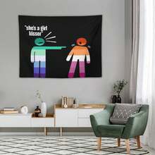 One Piece Of Lesbian Pride Flag Tapestry Featuring A Pink To Purple Ombre Design, Perfect For LGBTQ Wall Decor. It Requires And Is Made From Soft Peach And Light Beige Fabric, Suitable For Dorms, Living Rooms - 1PC - Xem 1