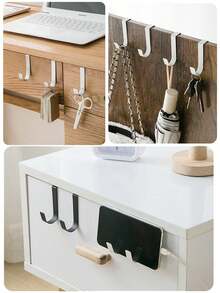Stainless Steel Hooks, Minimalist Door Hooks, Desk Drawer Rack Cabinet Door Hooks, Bidirectional Installation Suitable For Doors And Cabinet Doors - Multicolor - View 9