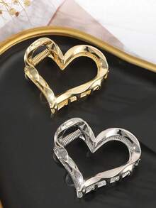 1 pieza Pinza para el cabello con forma de corazón de metal, accesorio elegante para el cabello de mujer, accesorio de verano, atuendo de playa, accesorio de vacaciones, pinza para el cabello, garra para el cabello, accesorio de moda para el cabello de mujer, adecuado para fiesta, playa de verano, viaje, fotografía, ocasiones diarias, estilos de verano y playa - Multicolor - Ver 6