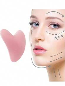 Tabla de Gua Sha de color rosa pálido, herramienta de masaje facial de jade, apta para la cara, el cuello, la espalda y el Body - Multicolor - Ver 2