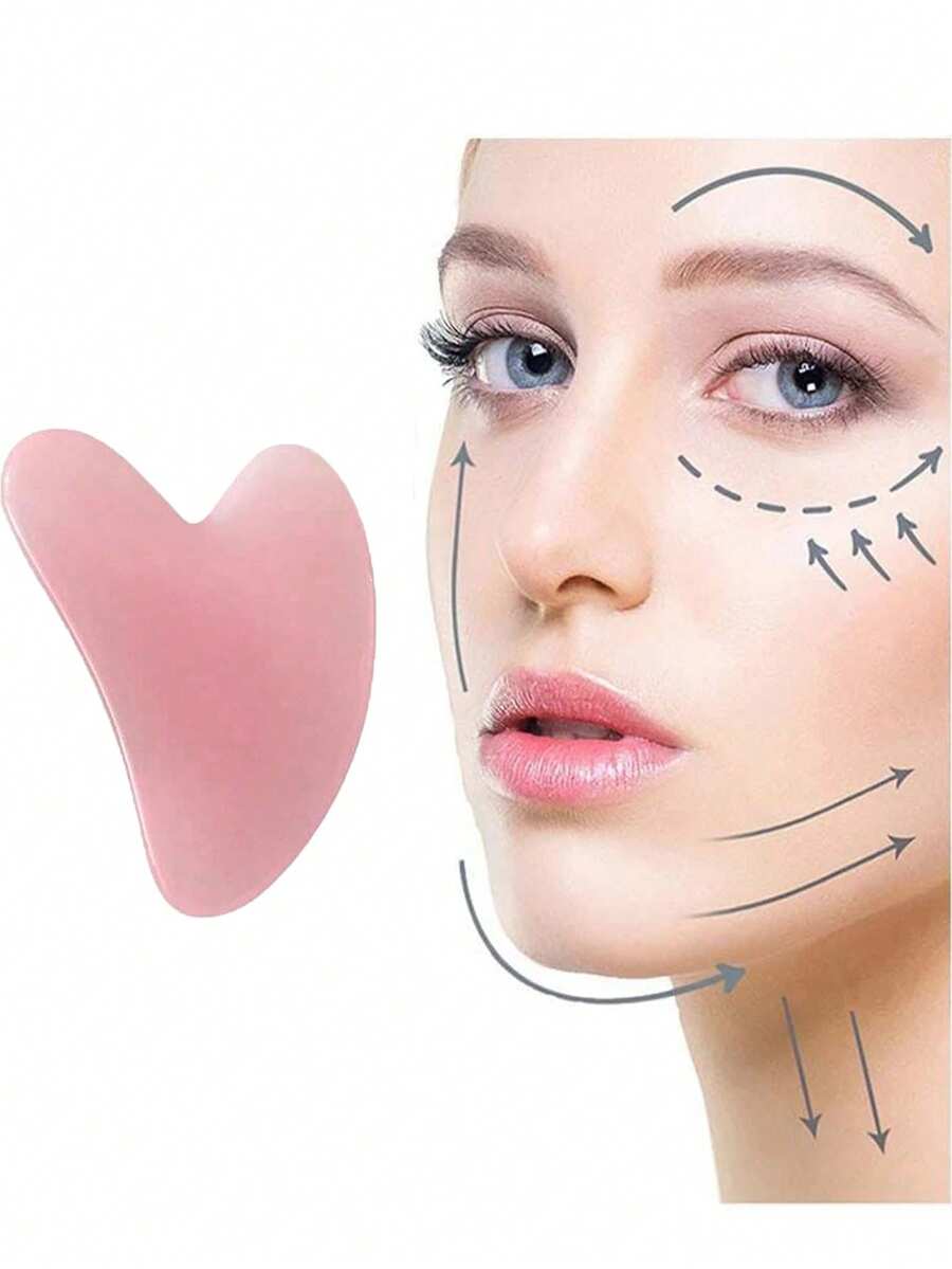 Tabla de Gua Sha de color rosa pálido, herramienta de masaje facial de jade, apta para la cara, el cuello, la espalda y el Body
