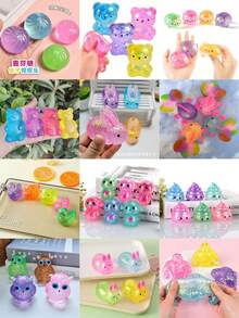 1/3/4/5pcs Shiny Crystal Salamander Squishy Toys, Soft Slow Rebound, Anti-Stress Fidget Toys, Cute Small Gadgets, Taba Squishy, Portable Travel Finger Pinching Toys, Soft & Adorable, Suitable For All Ages Including Autism, Office Workers, Students, Ideal Holiday Gifts, Small Cute Fun Gifts - 彩色 - 查看 10