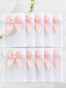 30/20/10/1 Bow Organza Bag, Jewelry Bag, Mini Drawstring Bag, Wedding Return Gift Bag, Festival Party Gift Packaging Bag, Nylon Storage Bag, Valentine's Day Bulk Gift, Mesh Sachet Bag, Suitable For Christmas, Wedding, Birthday And Festival Gifts - Champagne - View 2