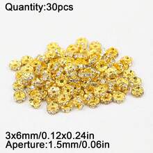 30颗4-10毫米镀铜花形压接珠，隔珠，适用于DIY手链项链首饰制作 - 水鑽花珠 - 查看 13