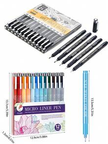 24支装超细线笔 - 6/9/12支多功能黑色细线笔（12种笔尖可选）及12种鲜艳色彩，超细笔尖，适合精细绘画、素描和书写 - 是艺术家和业余爱好者的理想之选，也是送给男孩/女孩学生、返校季和教师奖励的绝佳礼物。 - 細筆尖繪畫筆 - 查看 11