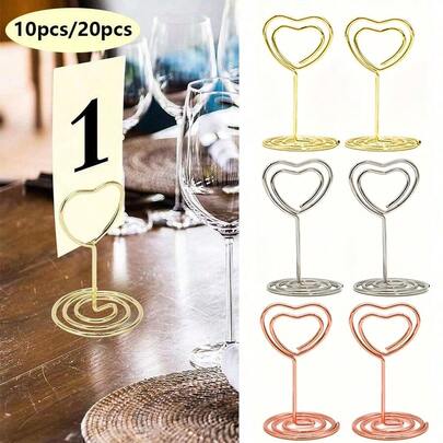10 pièces Pince à carte de table en métal, support de porte-nom de numéro de table de mariage, décoration de maison pour mariage et anniversaire