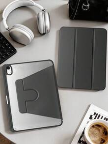 360°旋转亚克力三折黑色可折叠平板保护套，适用于iPad Mini 6/Mini 7/Air/Air 2/9.7/10.2/10.5/Air 4/Air 5/10.9/Pro 11英寸/Air 11(M2) 2024/第十代/12.9/Air 13(M3 2025)/Air 11英寸(M3) 2025/(A16) 11英寸第十一代2025，亚克力后壳防刮防弯折，内置笔槽，360°旋转支架，自动休眠/唤醒，简约/经典/商务平板电脑三折保护套 - 黑色 - 查看 6