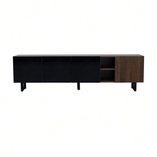 TV-Schrank Mit Vier Türen,TV-Ständer, TV-Paneel, Niedriger TV-Ständer. Einzigartiges Design, Vintage-Holzmaserung. 180 X 38 X 50cm (L X W X H)