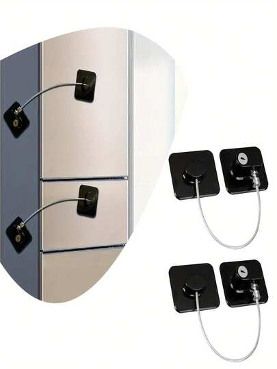 Bộ khóa tủ lạnh 1/2 chi tiết, bao gồm khóa cửa tủ lạnh, khóa giới hạn cửa sổ có chìa khóa và khóa an toàn tự dính, thích hợp cho cửa tủ lạnh, tủ bếp, ngăn kéo và nắp bồn cầu.