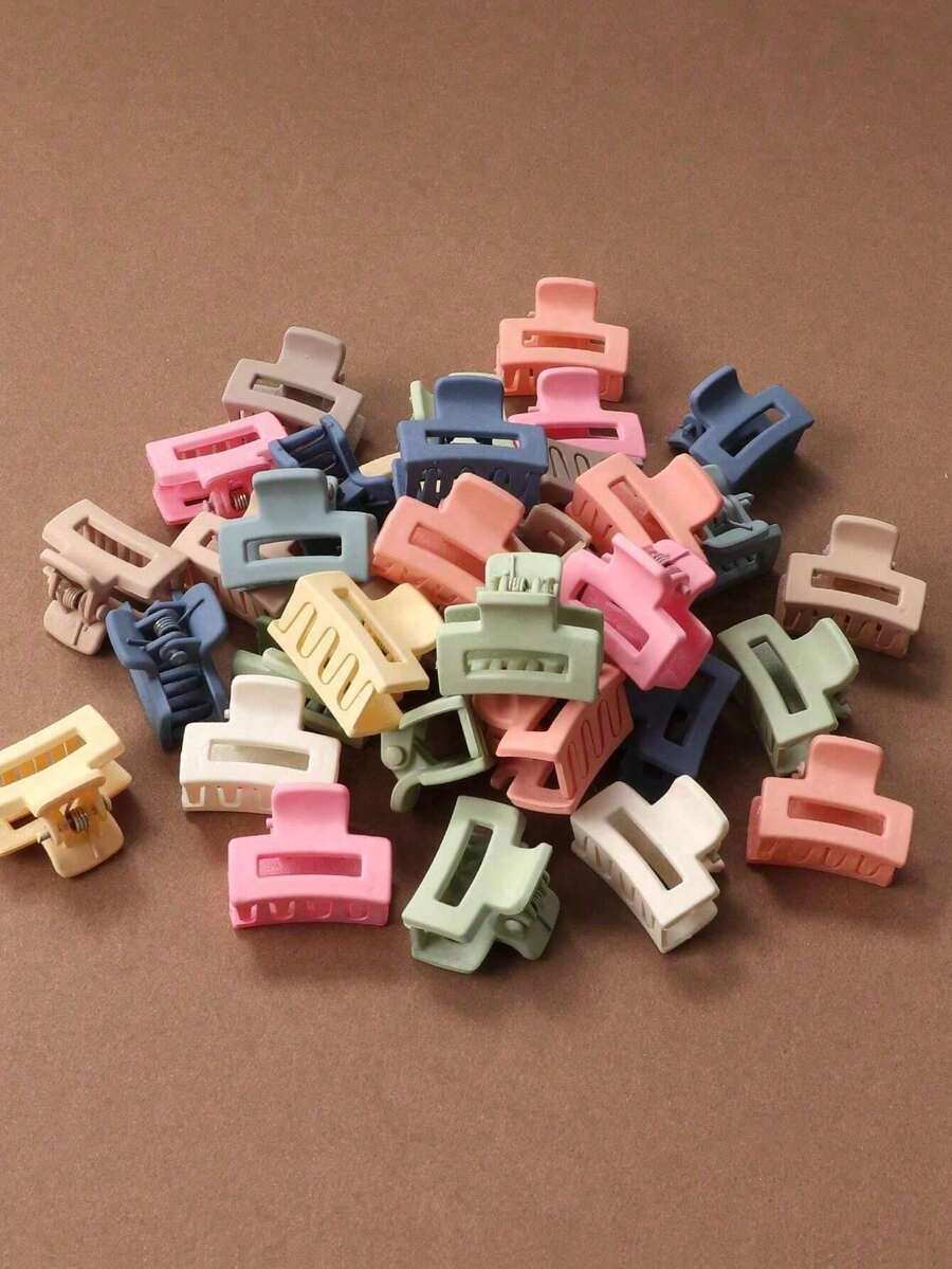 1/6/10/20/30pcs Square Matte Hair Clips, 2cm Hollow Cute Hair Accessories - One Size - View 1