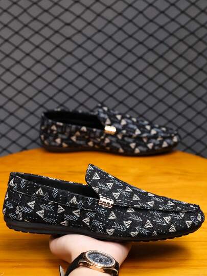 Men's Loafers, Moccasins, Casual Slip-On Boat Shoes, Slouchy Shoes, Leather Shoes, Soft Bottom Canvas Deck Shoes, Flat Shoes, Black Formal Shoes (Run Small And Narrow, Please Order One Size Up)