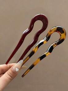 2 chiếc kẹp tóc hình chữ U bằng acrylic thanh lịch, phụ kiện búi tóc cao cấp, đồ trang trí tóc kiểu Trung Quốc mới, kẹp tóc nối, ghim tạo kiểu tóc, thích hợp cho mùa hè, kỳ nghỉ, du lịch. - Nhiều màu - Xem 4