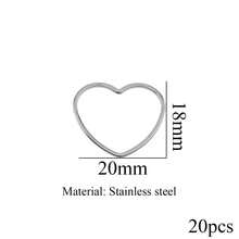 20 chiếc khuyên tai hình trái tim bằng thép không gỉ, phụ kiện trang sức tự làm, quà tặng ngày Valentine. - Bạc - Xem 6