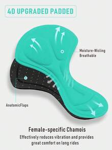 Qualicos 女士骑行内裤 4D 加厚骑行短裤 轻便加厚骑行三角裤 柔软透气 舒适贴合 骑行专用 黑色 - 黑色 - 查看 8