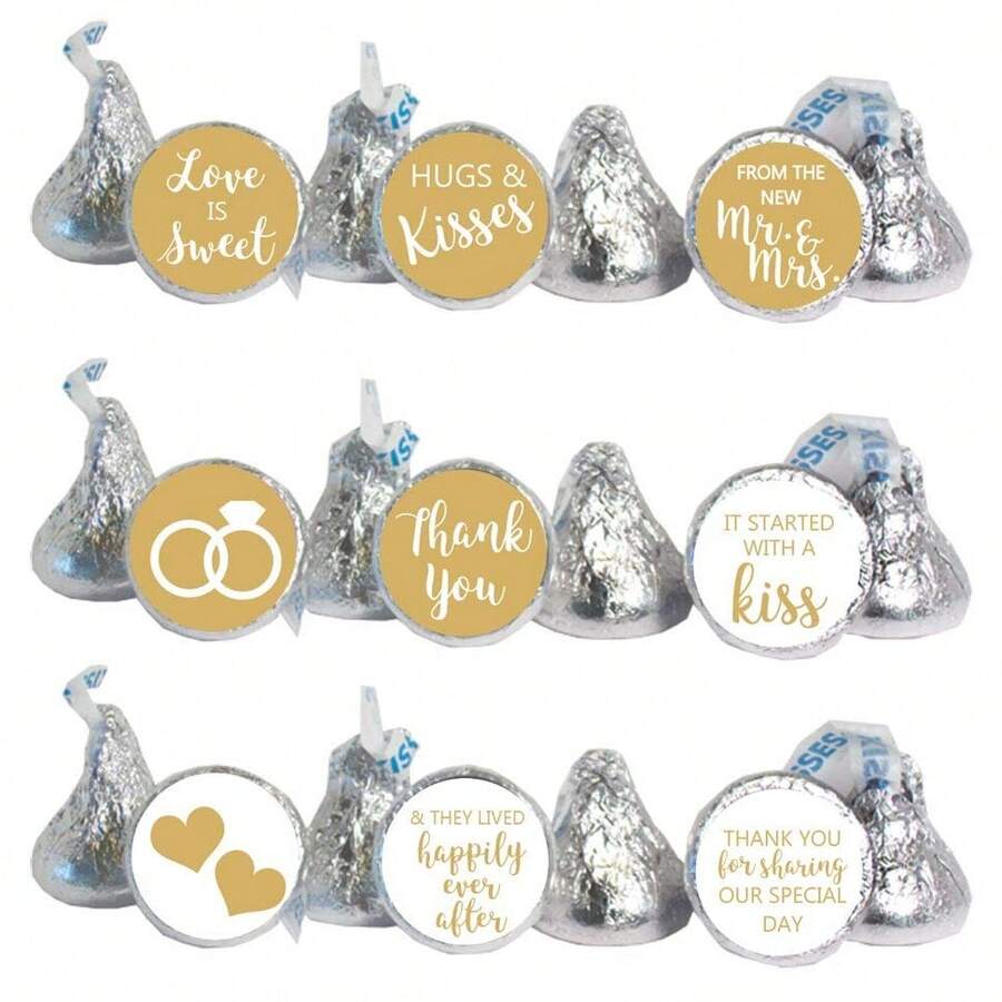 10 bộ/90 miếng dán kẹo mini bằng giấy, dùng làm quà tặng đám cưới, nhãn đóng gói quà tặng. - Xem 1