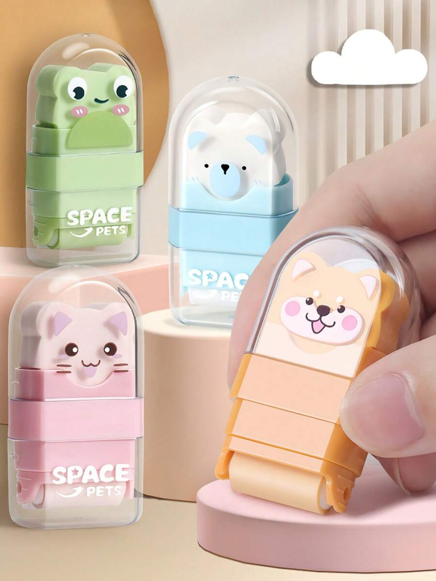 1個/4個裝 小學生用滾輪橡皮擦,低屑、乾淨不留痕跡擦拭,適合兒童,開學季、開學第一天使用 - 彩色 - 查看 1