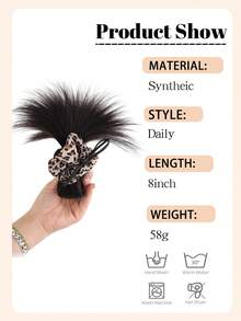 Tóc giả họa tiết da báo, kẹp càng cua, lông gà, búi tóc giả tổng hợp, kiểu tóc đuôi ngựa thấp tự nhiên, bồng bềnh, phù hợp cho phụ nữ mặc hàng ngày và các buổi tụ họp. - Nhiều màu - Xem 4